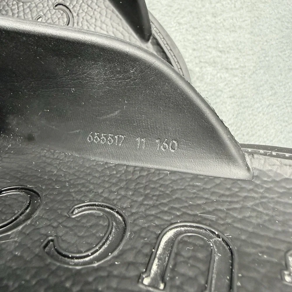 Gucci Cut Out Monogram Black 100% Rubber Slip-On Sandals Men's G 11 US 12